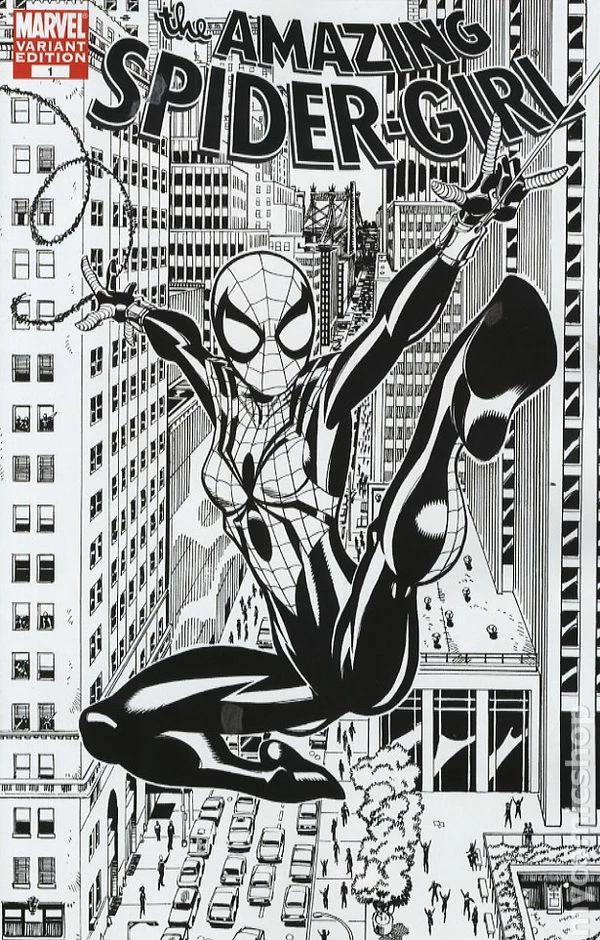 MARVEL COMICS AMAZING SPIDER-GIRL #1 CVR C FRENZ B&W VARIANT NEWLY PRICED BOOKS 1 MARVEL COMICS AMAZING SPIDER-GIRL #1 CVR C FRENZ B&W VARIANT NEWLY PRICED BOOKS