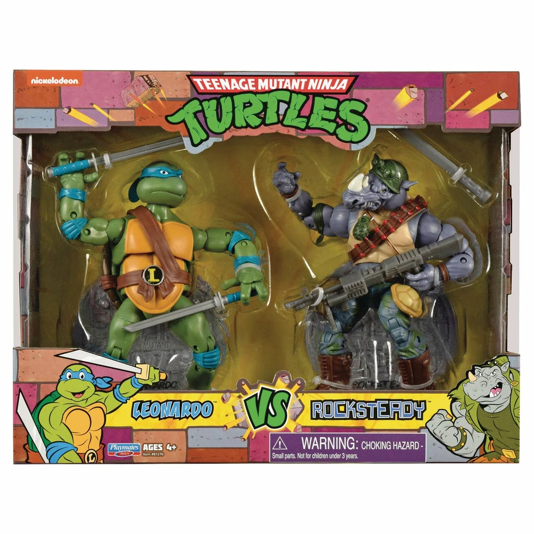 PLAYMATES TMNT CLASSIC - LEONARDO VS ROCKSTEADY 2PK AF 1 PLAYMATES TMNT CLASSIC - LEONARDO VS ROCKSTEADY 2PK AF
