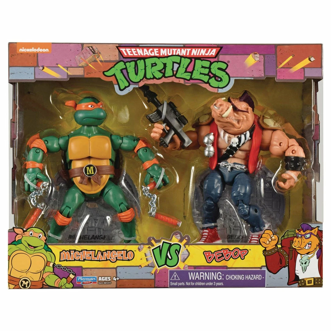 PLAYMATES TMNT CLASSIC - MIKEY VS BEBOP 2PK AF FIGURES 1 PLAYMATES TMNT CLASSIC - MIKEY VS BEBOP 2PK AF FIGURES