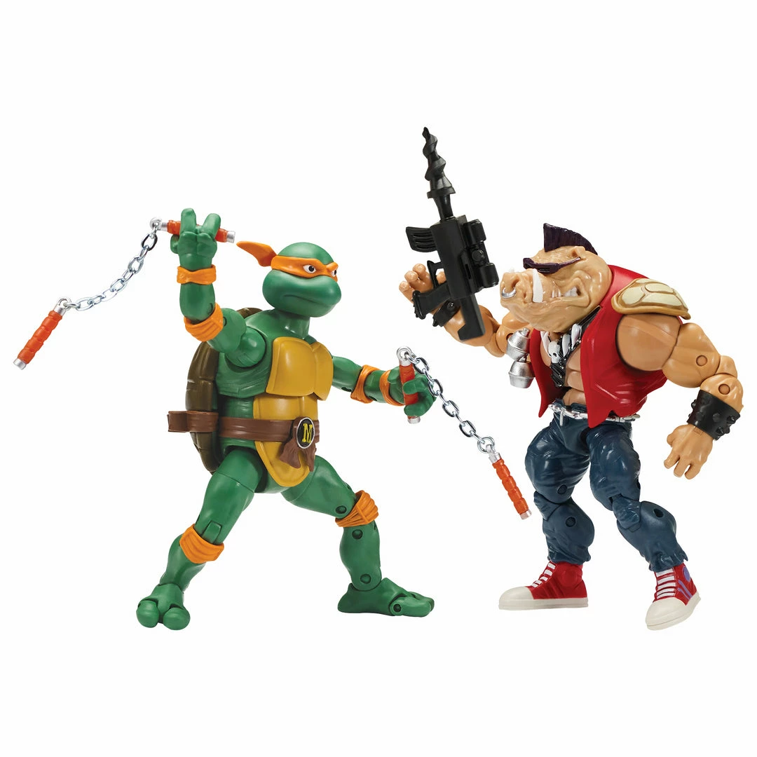 PLAYMATES TMNT CLASSIC - MIKEY VS BEBOP 2PK AF FIGURES 2 PLAYMATES TMNT CLASSIC - MIKEY VS BEBOP 2PK AF FIGURES