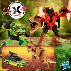 HASBRO Jurassic Park Transformers Mash-Up Tyrannocon Rex And Autobot JP93 Set